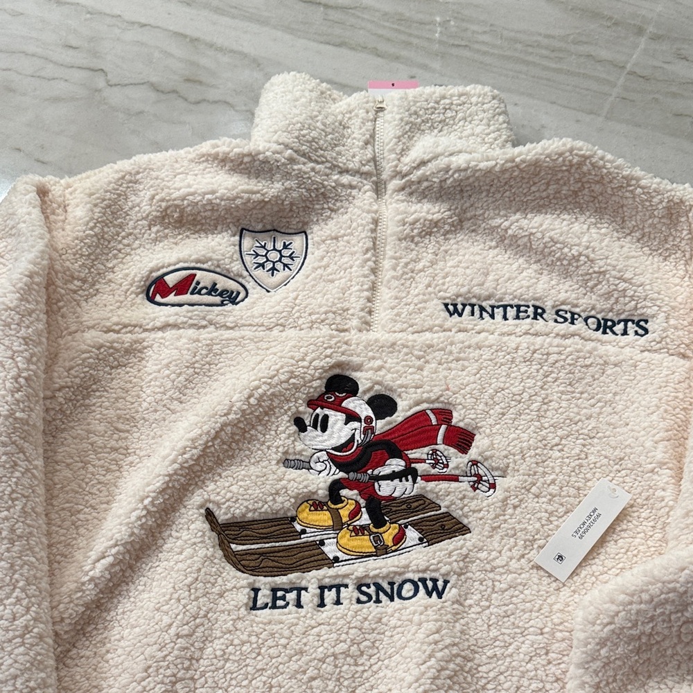 Women's Licensed Mickey Mouse Ultra Soft Mock Neck Sherpa Fleece Pullover small